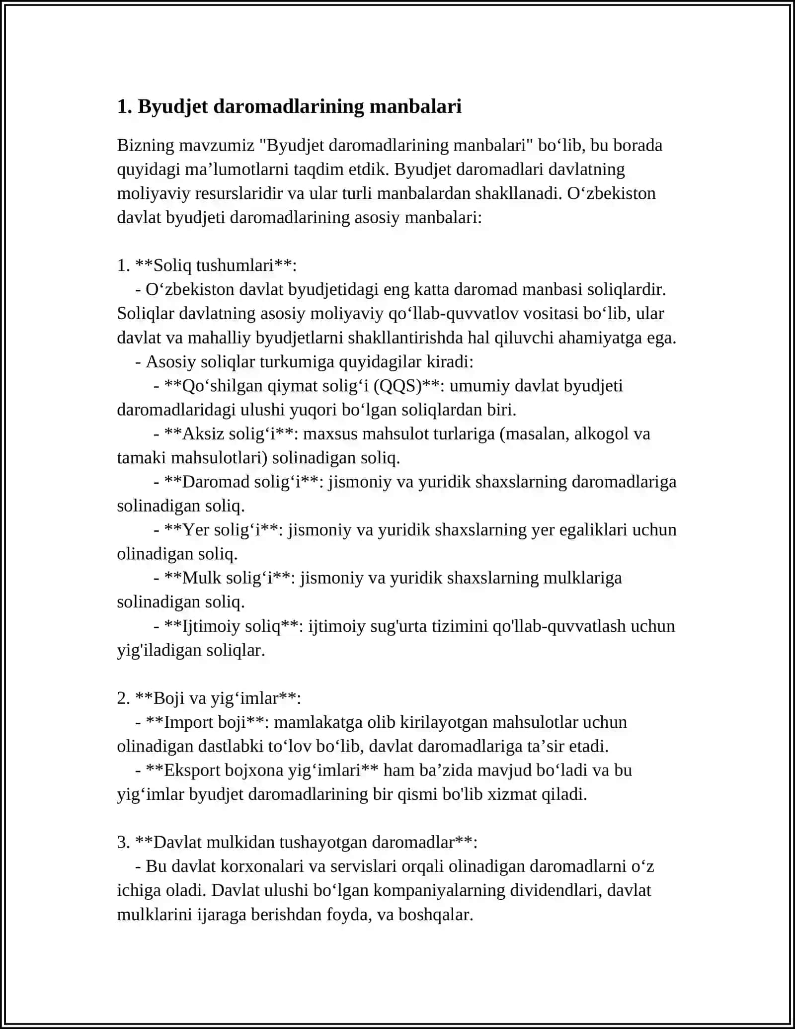 Byudjet daromadlarining manbalari 4