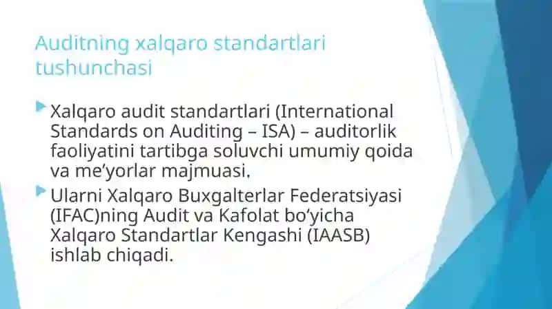 Auditning xalqaro standartlarini sinflashtirish va Oʻzbekiston Respublikasida qoʼllash masalalari 4
