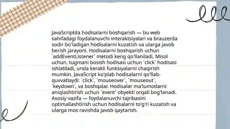 Java Scpt dasturi yordamida web sahifa yaratish va bizash 4
