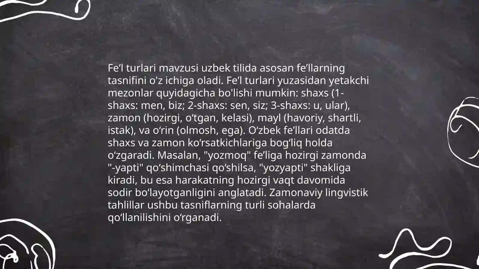 Feʼl soʻz turkumini oʻrganish 4