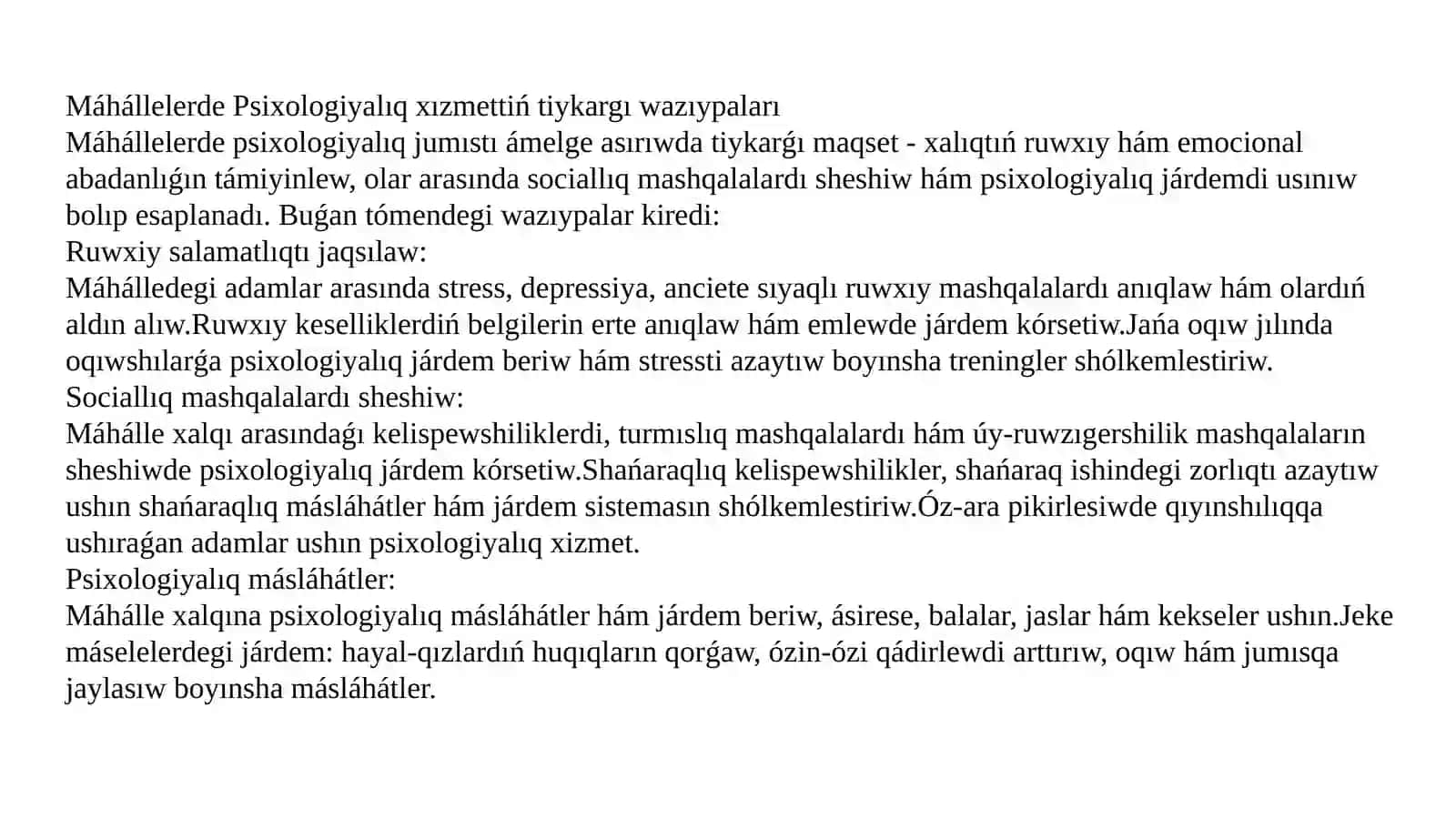 Máhállelerde Psixologiyalıq iskerlik 4