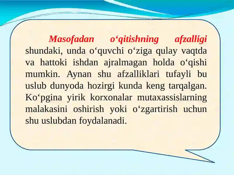 MASOFAVIY TA’LIM TEXNOLOGIYASI 4