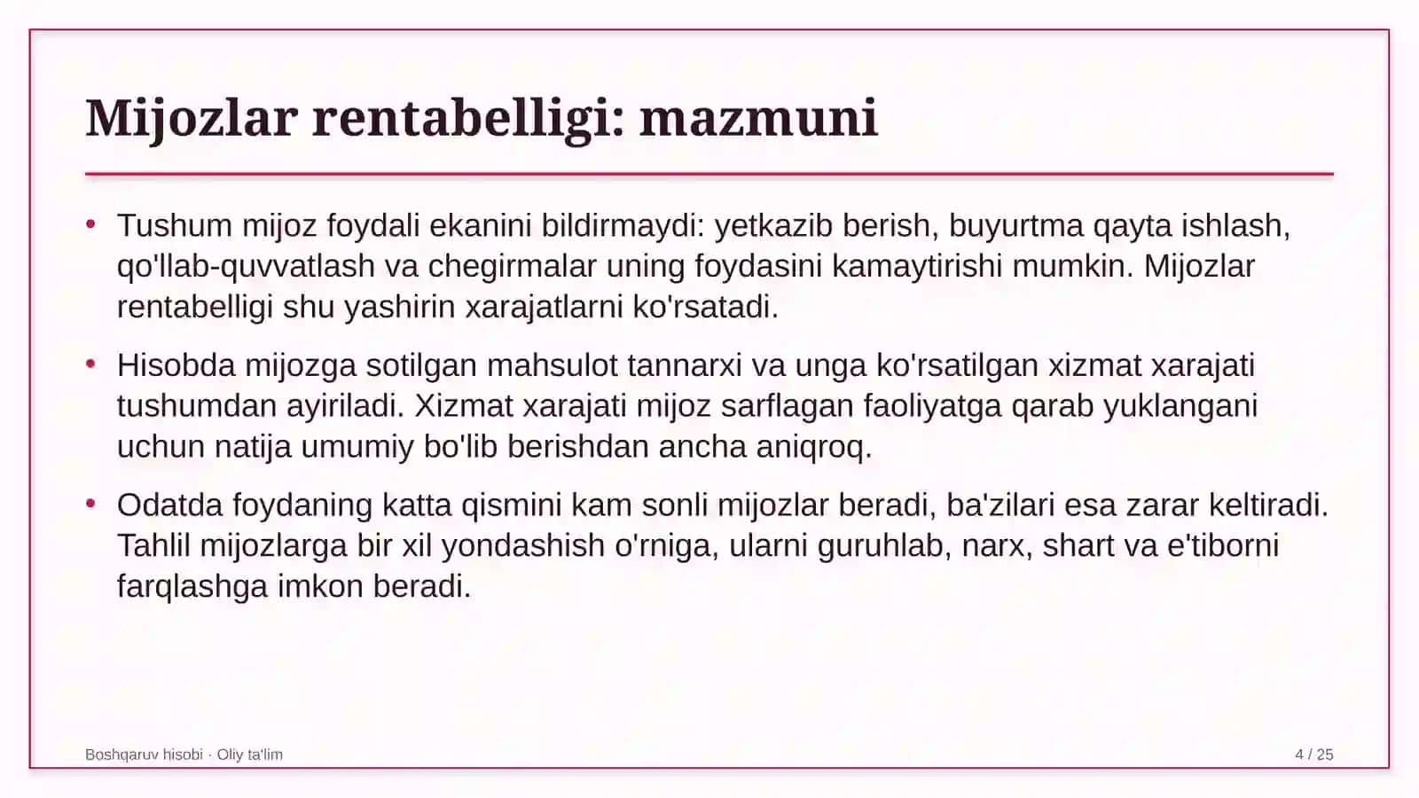xususiy telekanallarda mijozlar rentabelligini hisoblash 6302 4