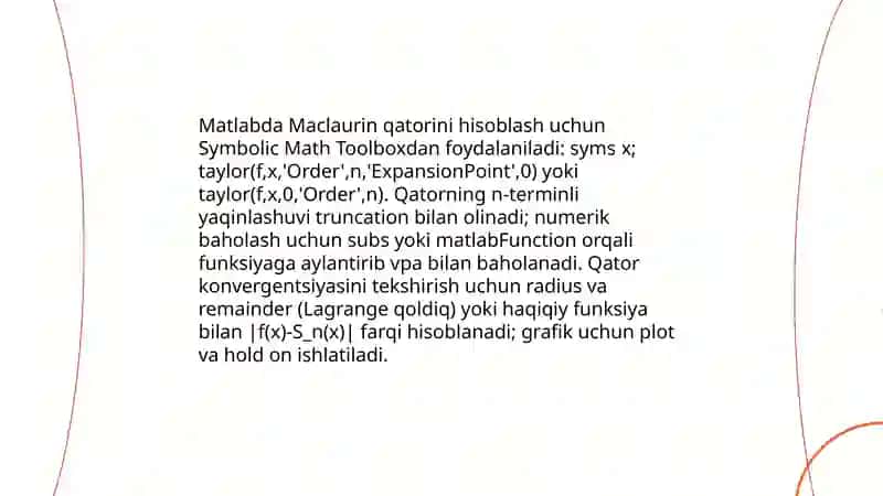 Matlabda funksiyalarni qatorlarga tarqatish 4