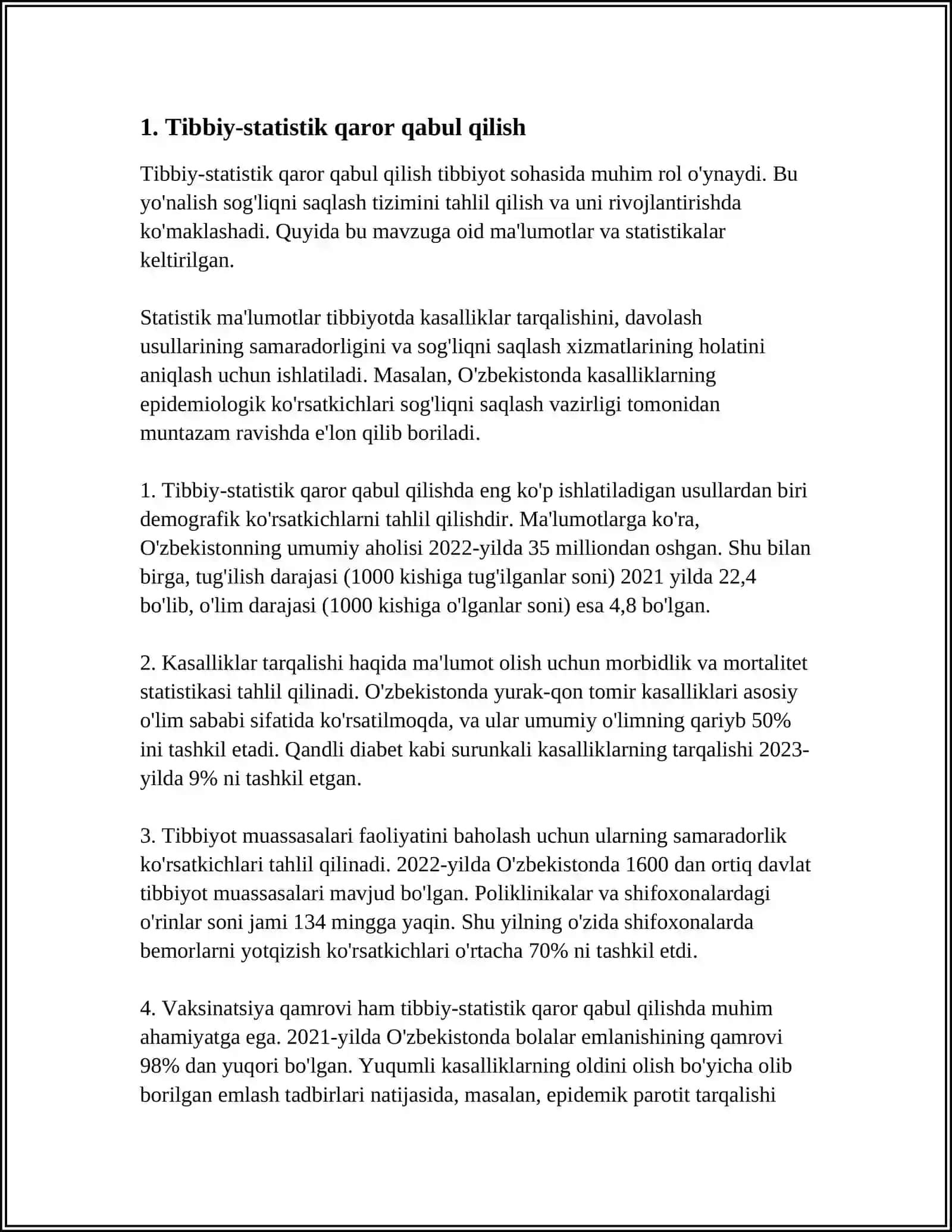 TIBBIY-BIOLOGIK MASALA MISOLIDA MATEMATIK STATISTIKA ELEMENTLARI 4