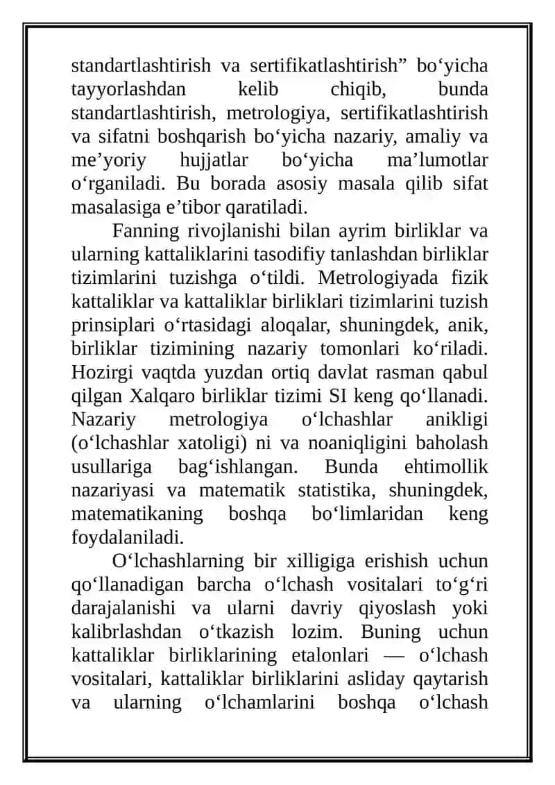 Metrologiya, standartlashtirish va sertifikatlashtirish 4