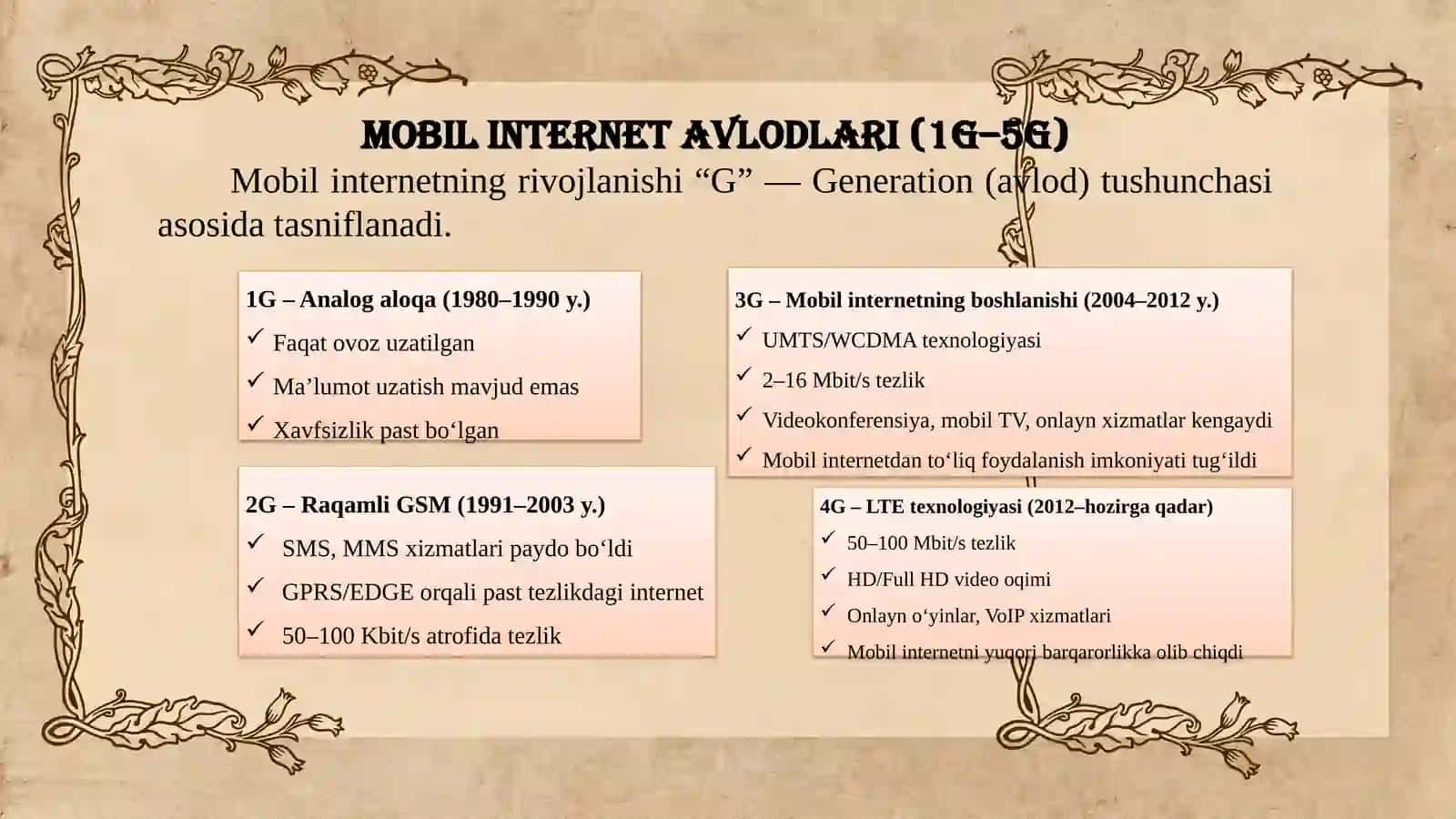 Mobil INTERNET TEXNOLOGIYALARI 4