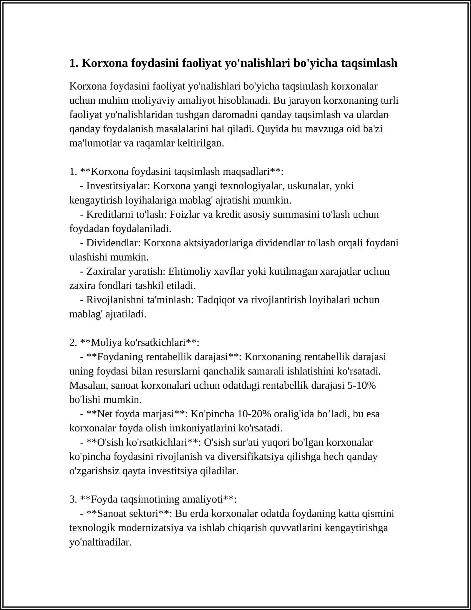 KORXONA FOYDASINING SARFLANISHI VA TAQSIMLANISHI 4