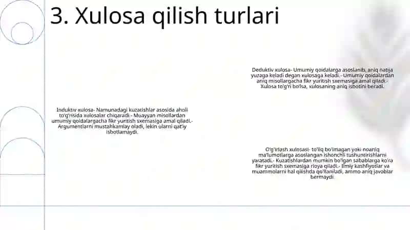 Xulosa Chiqarishning Umumiy Mantiqiy Tavsifi 4