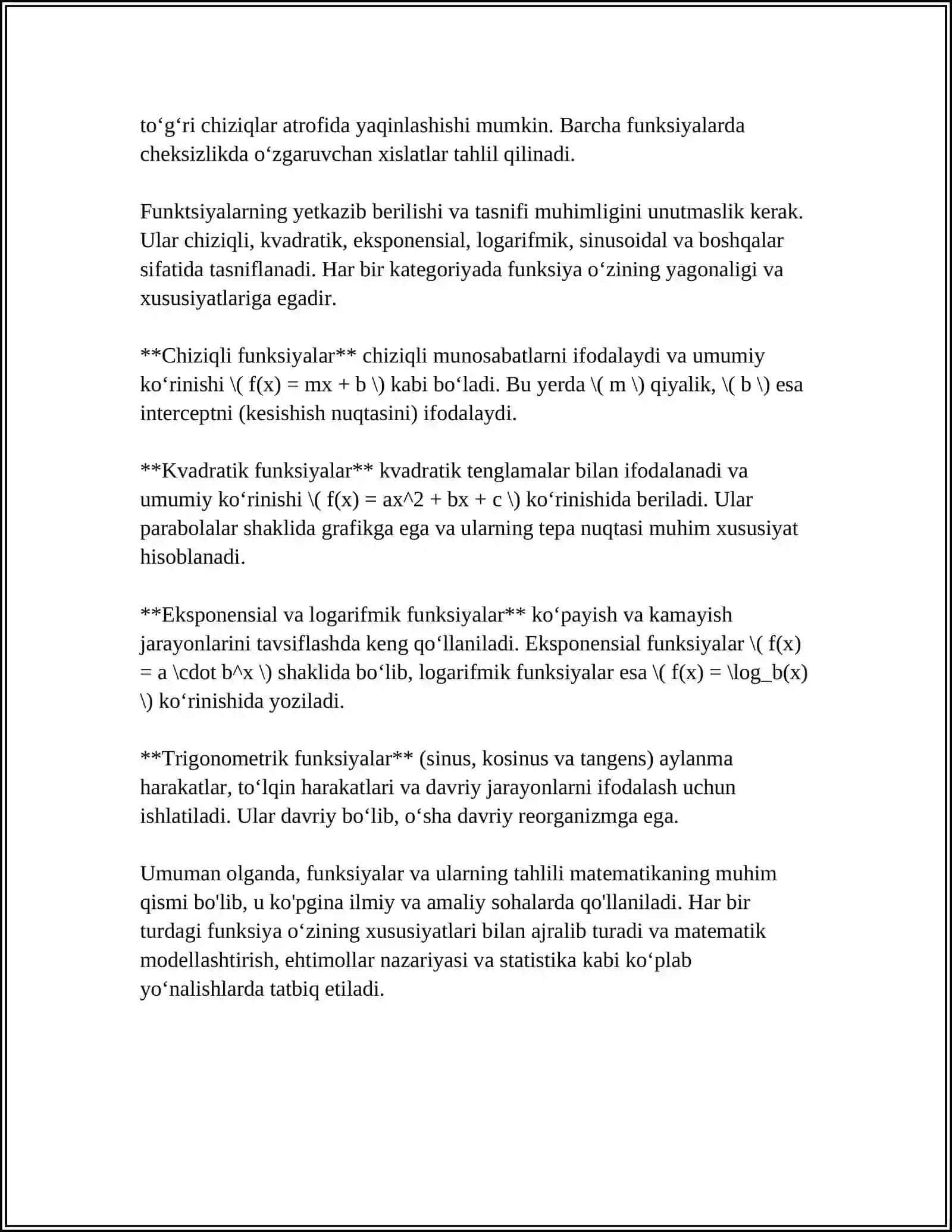 MATEMATIK ANALIZDAN MUSTAQIL ISH 4