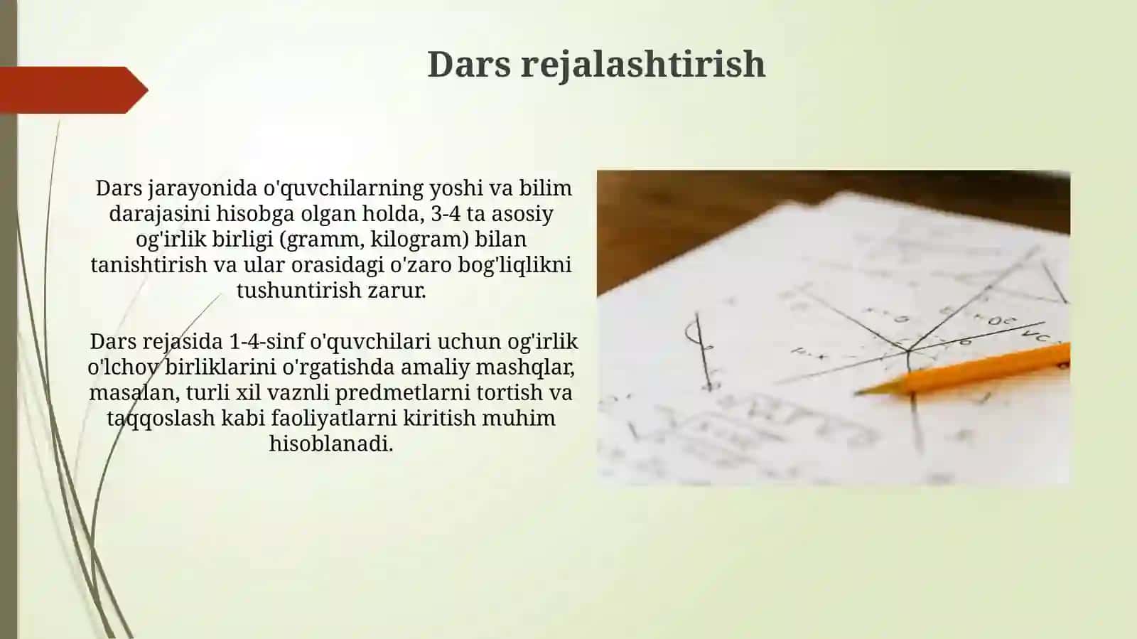 Massa o'lchash birliklarini o'qitish metodikasi 4