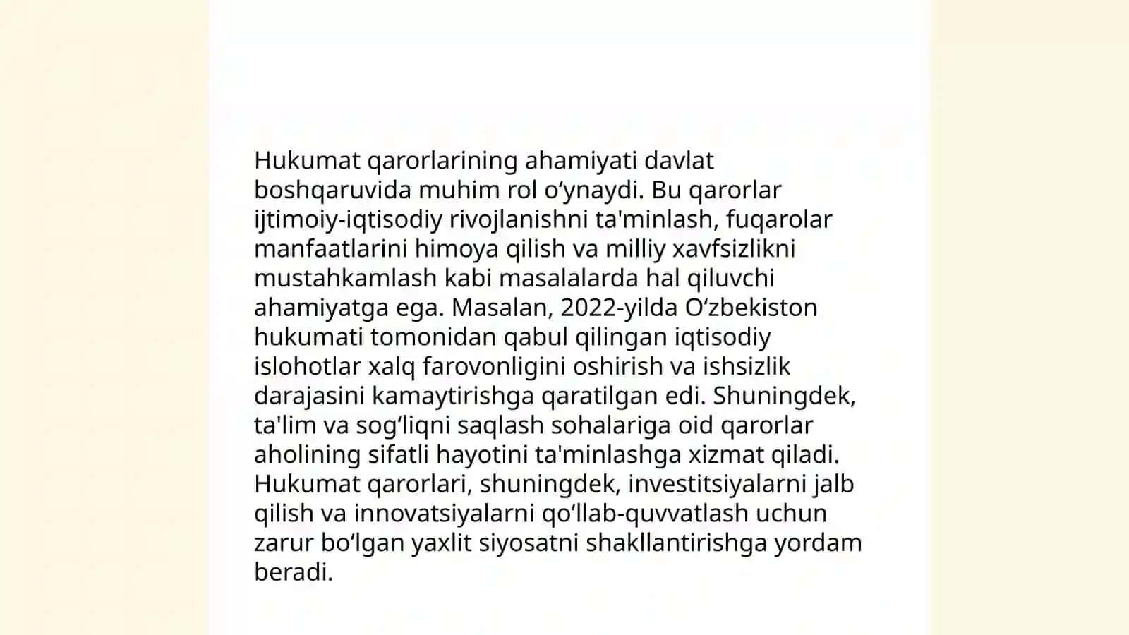 Xalqaro baholash dasturlari doirasida hukumat qarorlarining mazmun va mohiyati 4