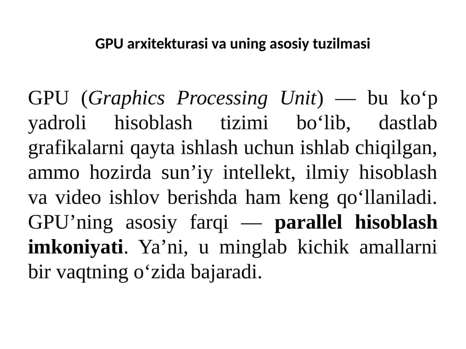GPU arxitekturasi: yadrolar, bloklar va tarmoqlar 4