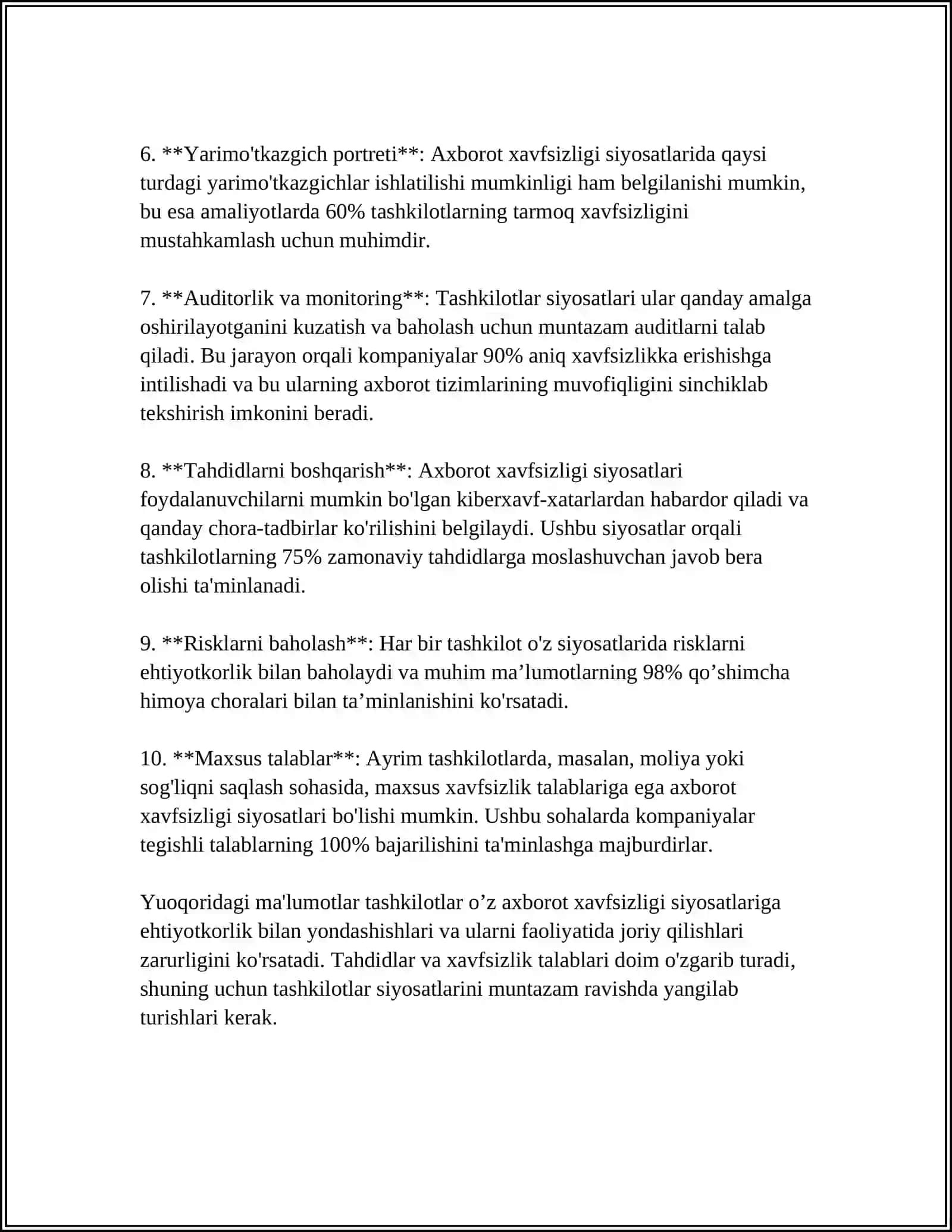 AXBOROT XAVFSIZLIGI SIYOSATLARI 4