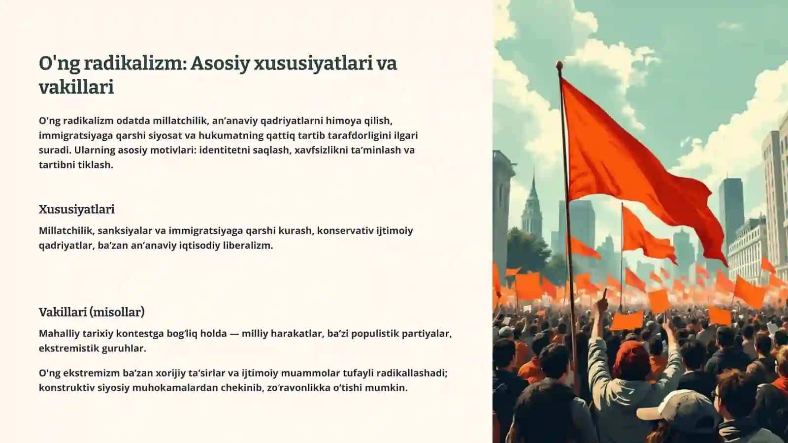 O'ng va so'l radikal oqim: Jamiyatga ta'siri 4