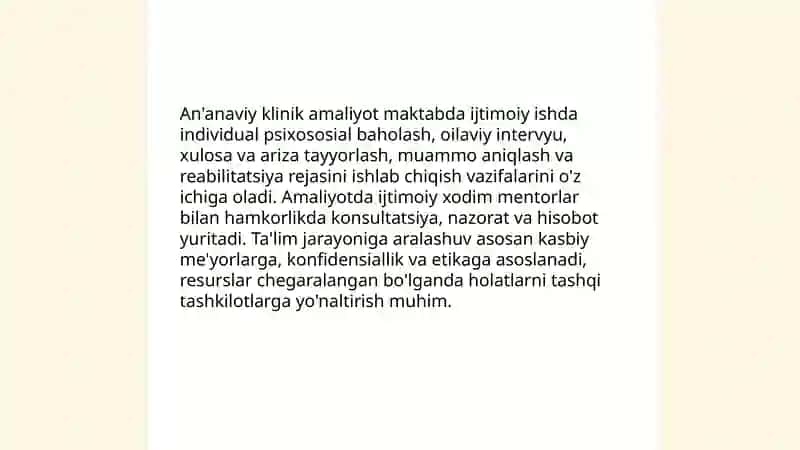 Maktabda ijtimoiy ishning modellari an'anaviy klinik amaliyoti 4