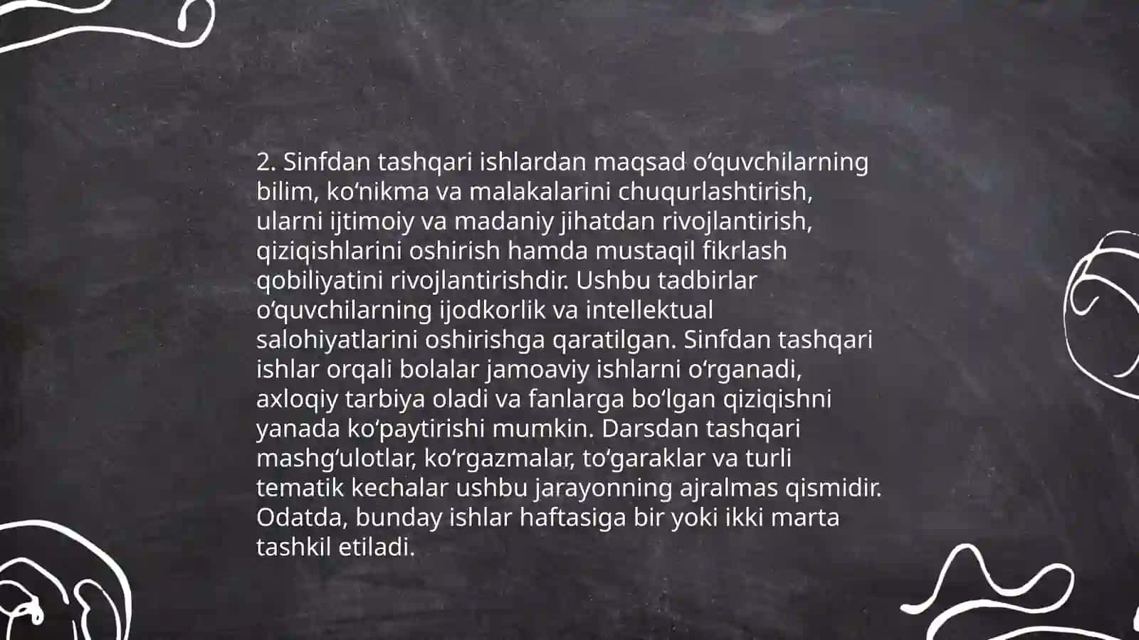 Sinfdan tashqari ishlarning tarixi 4