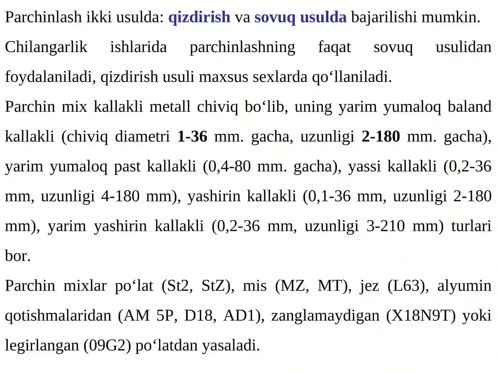 METALLARNI PARCHINLASH VA KAVSHARLASH 4