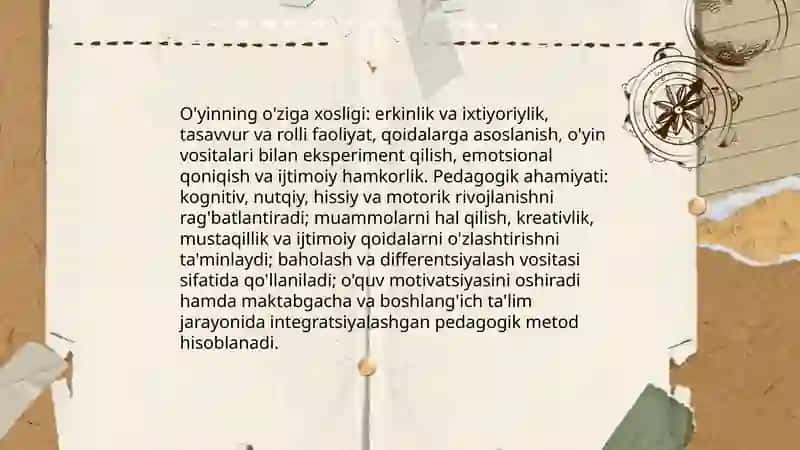 O'yinning bola faoliyatigi mohiyati va o'ziga xosligi 4