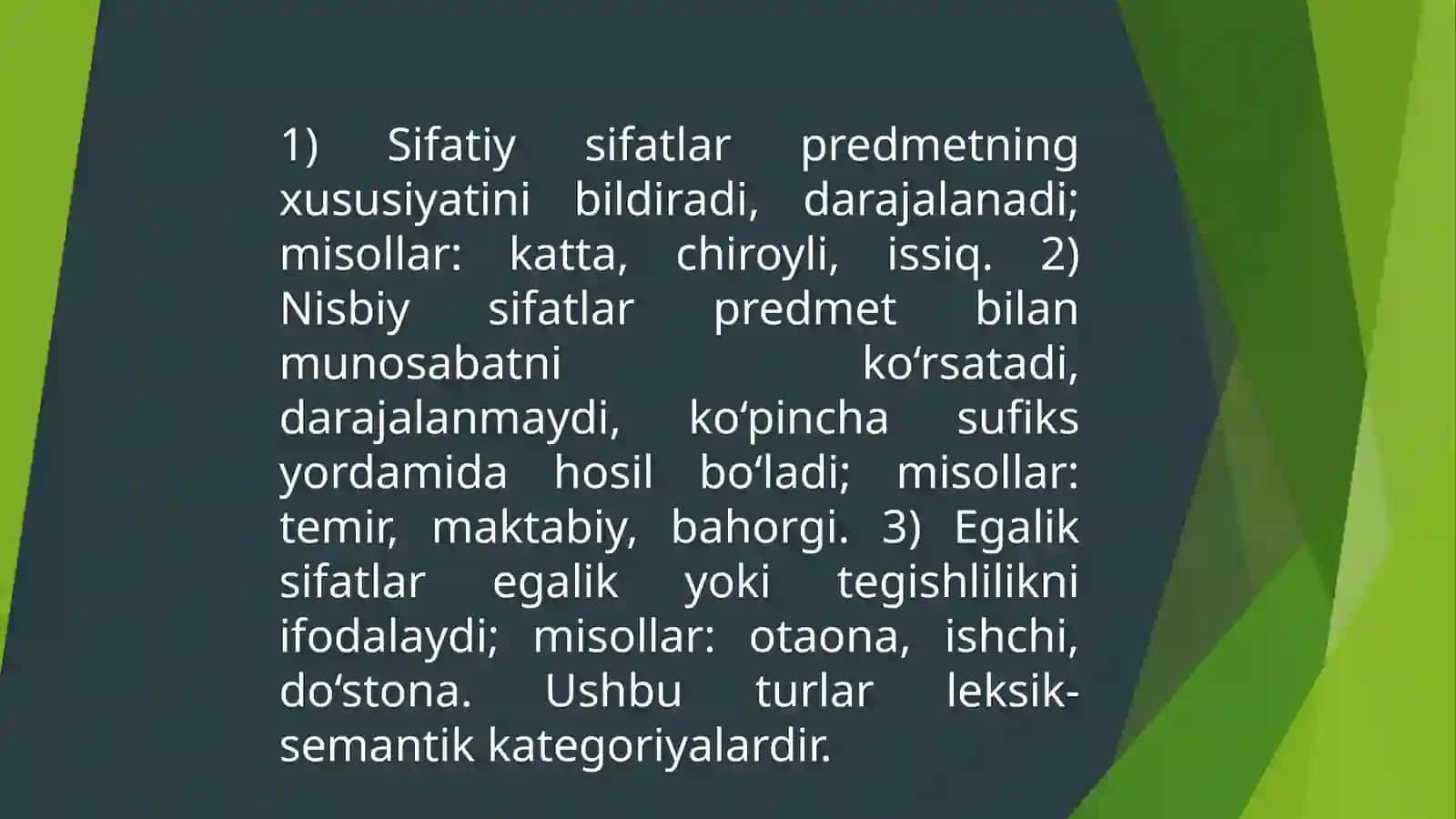 Sifat so'z turkumi 4