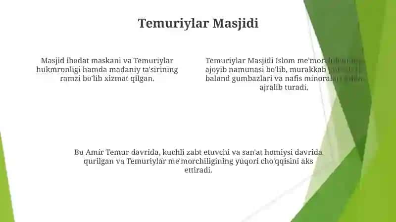 Amir Temur davri va meʼmorchiligi 4