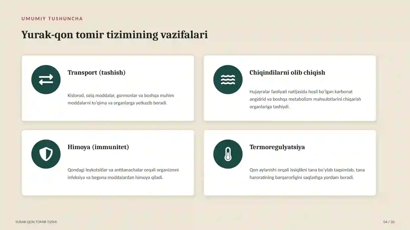TIBBIYOT TEXNIKUMI yurak qon tomir tizimi 4