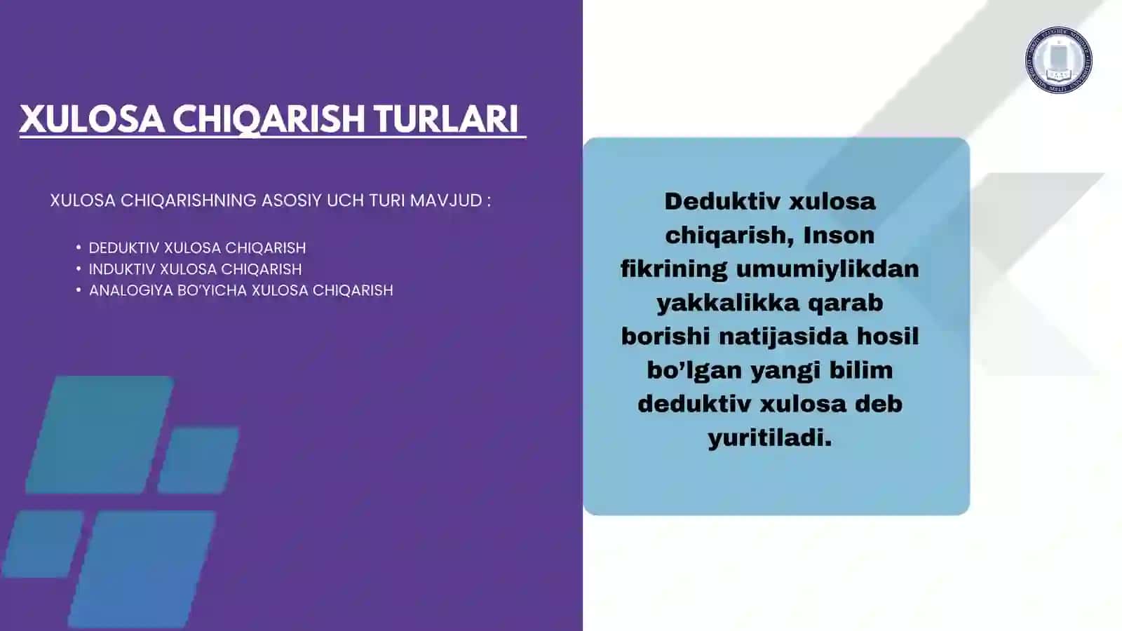 XULOSA CHIQARISHNING UMUMIY MANTIQI 4