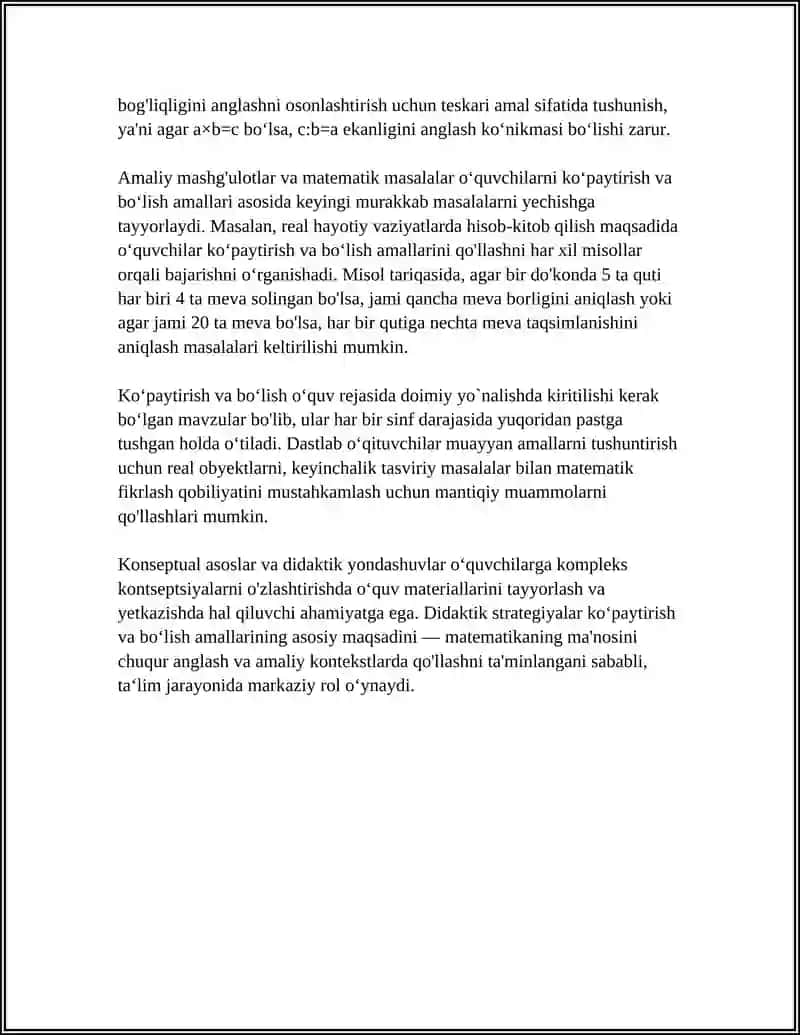Koʻpaytirish va Boʻlish Metodikasi 4