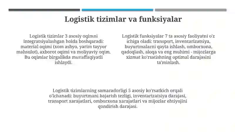 Logistikasining predmeti va vazifalari 4