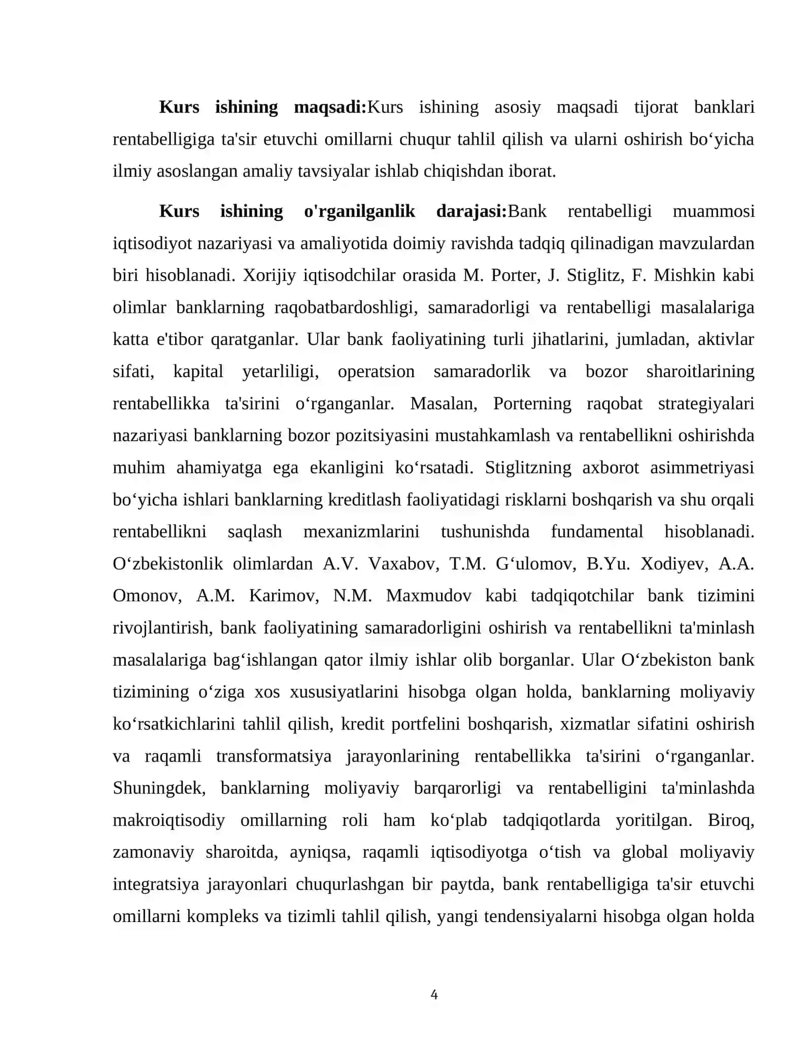 BANK RENTABELLIGINI OSHIRISH OMILLARI TAHLILI 4