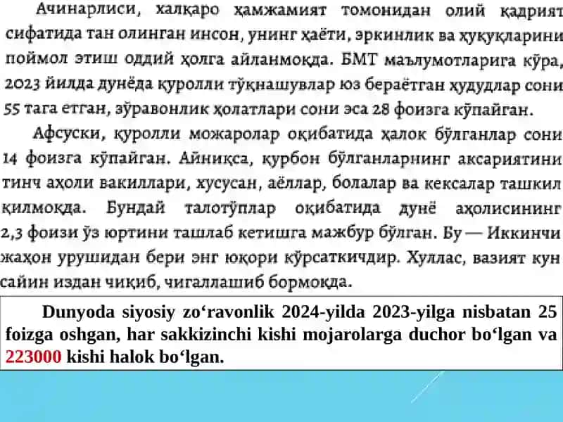 Yangi O‘zbekistonda Prezident Sh.M.Mirziyoyev rahbarligi va tashabbusi ostida amalga oshirilayotgan islohotlar 4