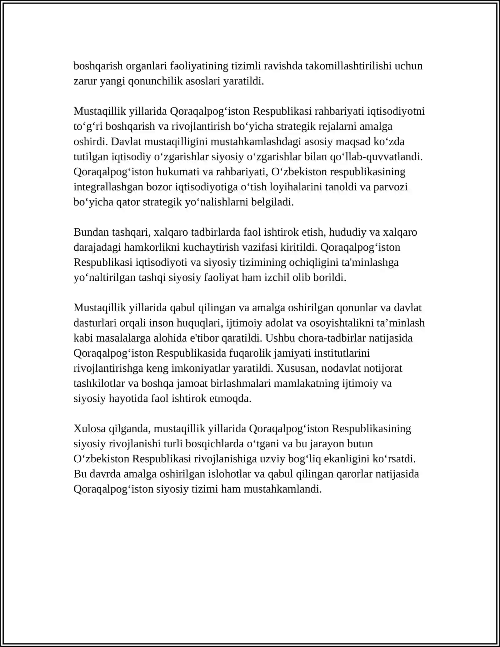 MUSTAQILLIK YILLARIDA QORAQALPOG’ISTON RESPUBLIKASI 4