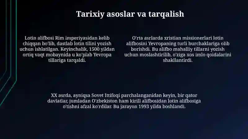 Lotin alifbosiga asoslangan imlo qoidalarining afzalligi 4