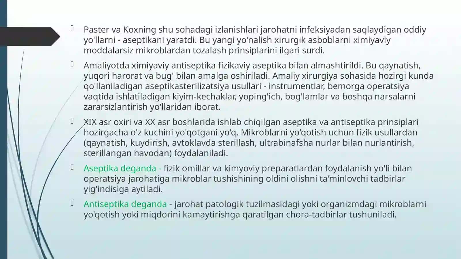 Xirurgiyadainfeksiyatushishinioldiniolish.Aseptikavaantiseptika 4
