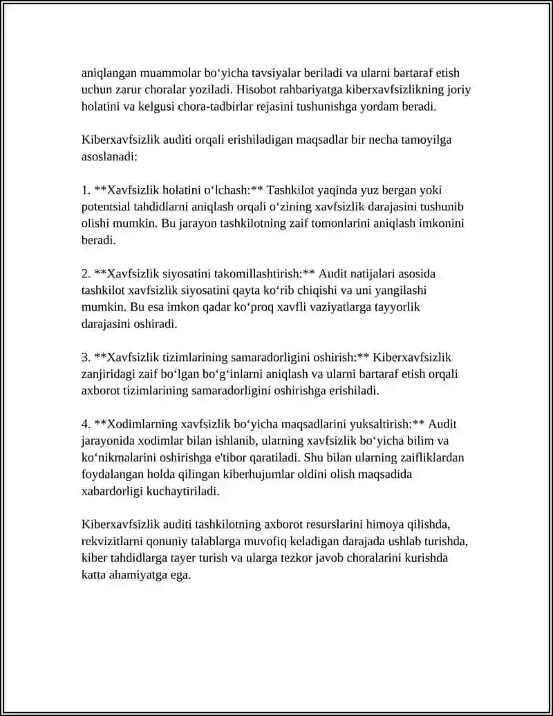KIBERXAVFSIZLIK AUDITI VA UNING METODOLOGIYASI 4