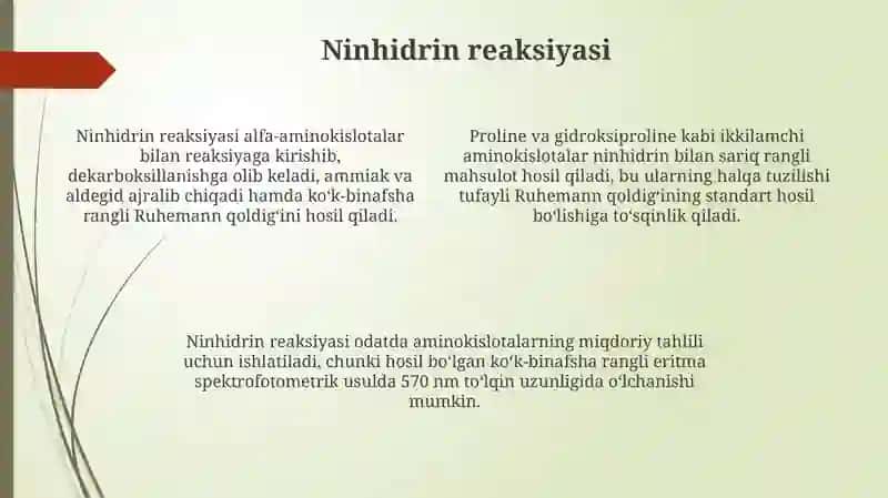 Aminokislotalar va oqsillarga xos reaksiyalar 4