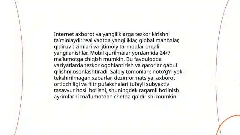 Internetning foydalari va salbiy tomonlari 4