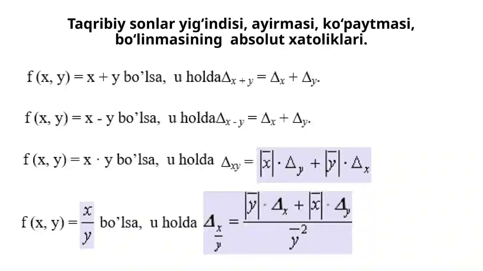 Xatoliklar arifmetikasi 4