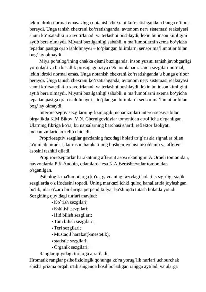 Sezgilar haqida umumiy tushunchava uning nerv-fiziologik asoslari 4