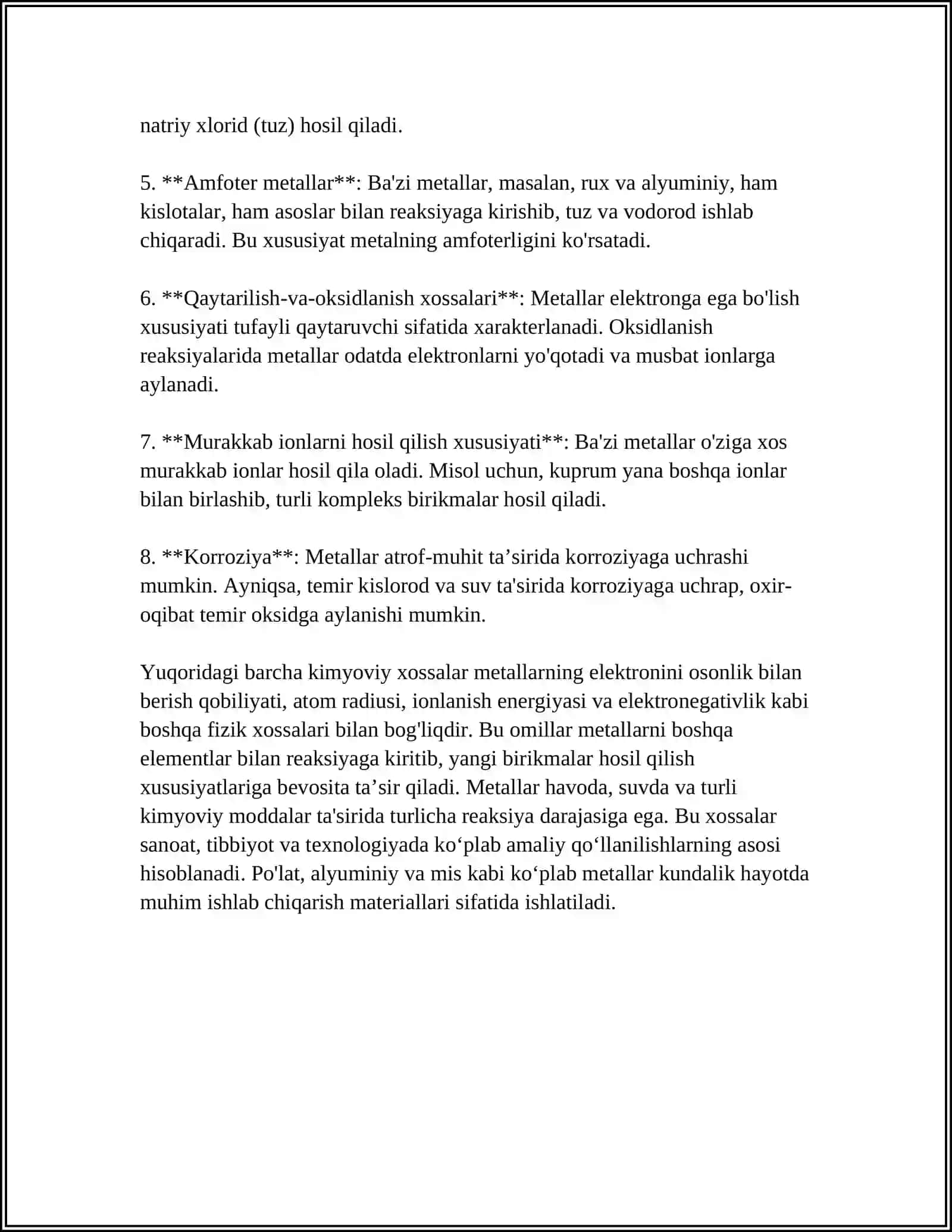 METALLARNING UMUMIY XOSSALARI 4