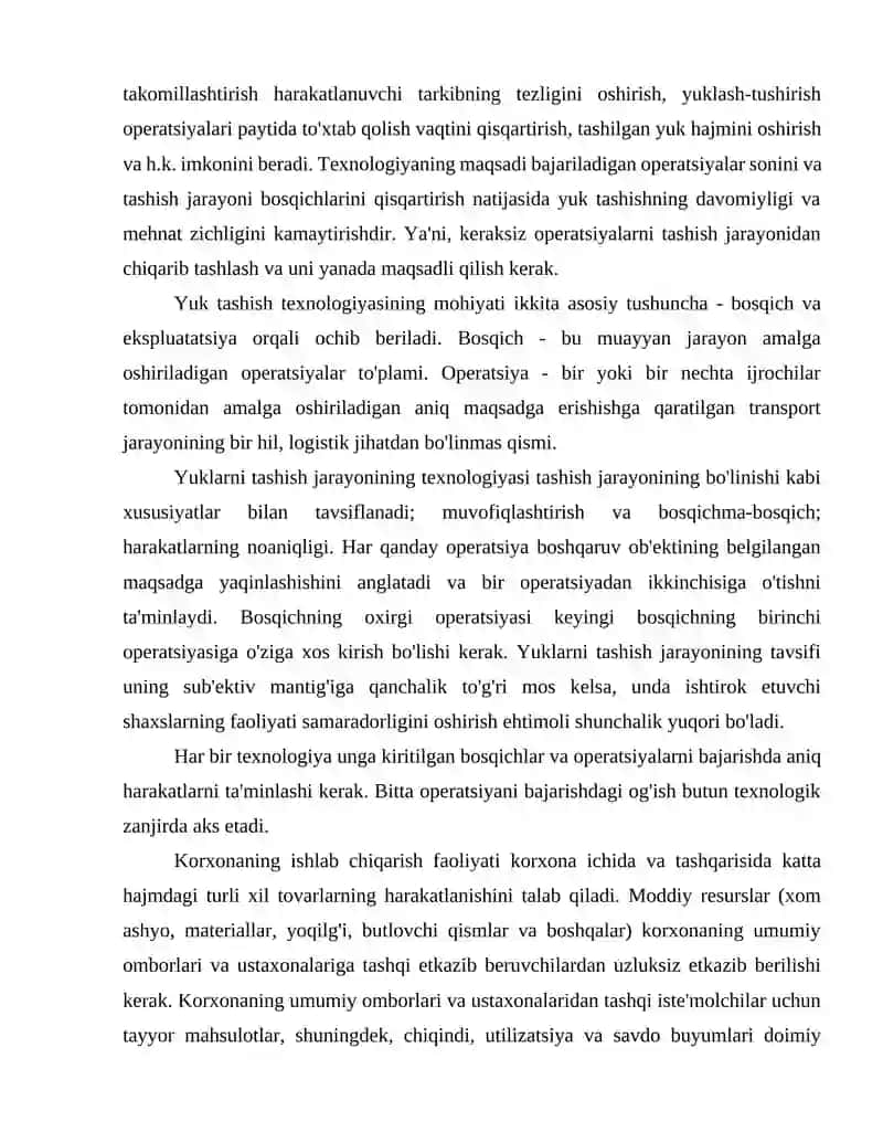 Transport jarayonlarini rejalashtirish usullari 4