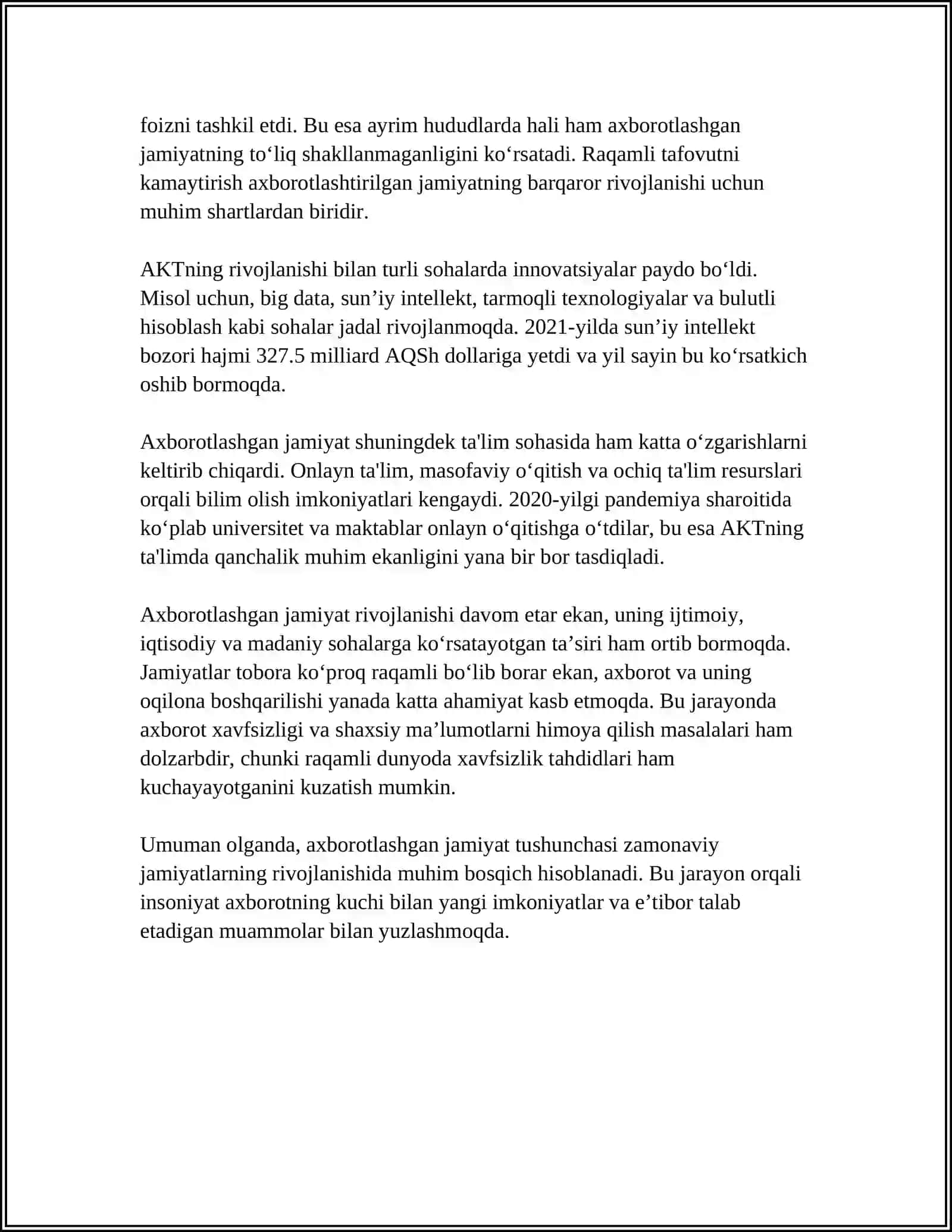 Axborotlashgan jamiyat va uning istiqbollari 4