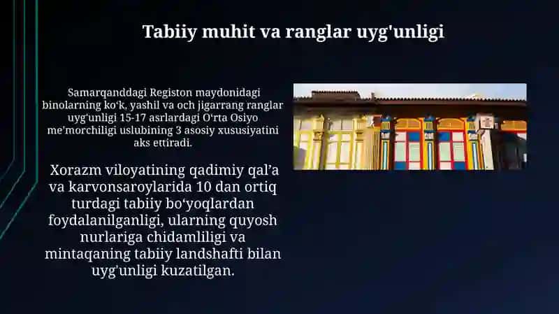 Ranglarning me'moriy muhit shakllanishida roli 4