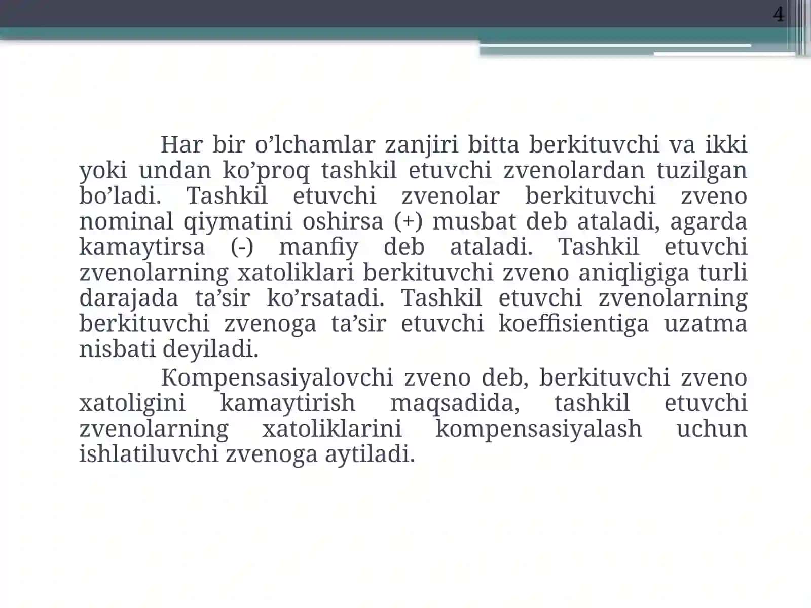 О’lchamlar zanjirlarini hisoblash 4