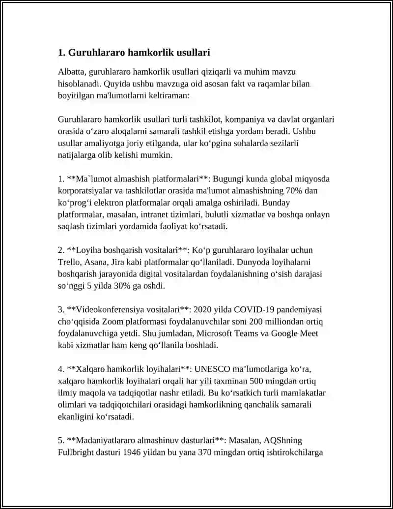 Guruhlararo hamkorlik usullari 4