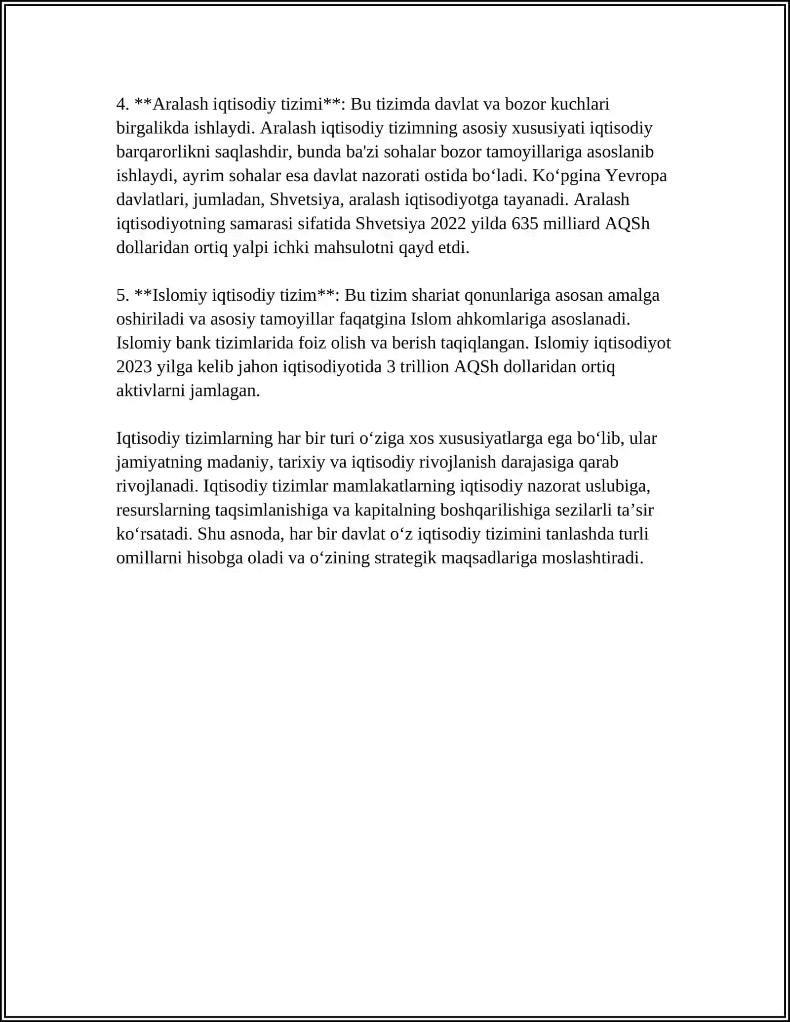 Iqtisodiy Tizimlar va Ularning Turlari 4