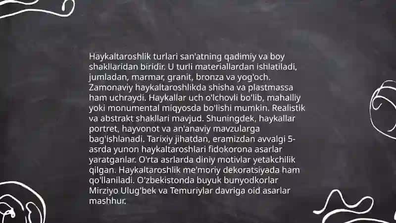 Haykaltaroshlik va uning xususiyatlari 4