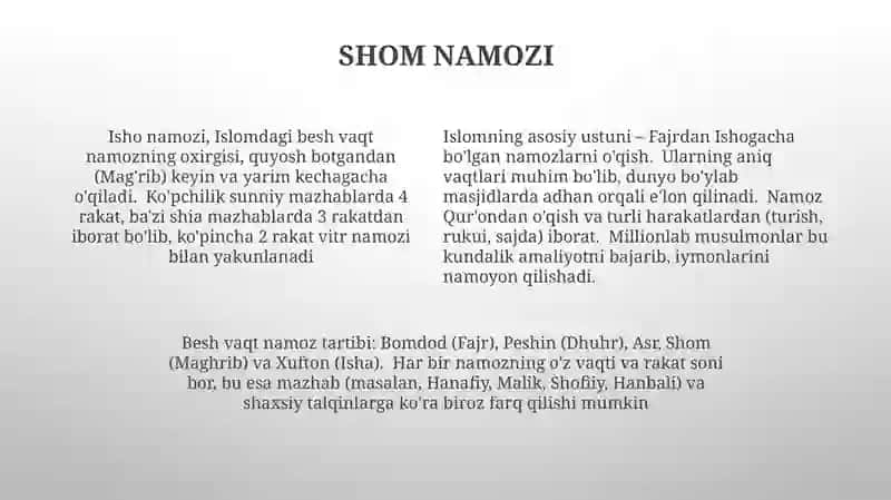Namoz õqish tartibi 4