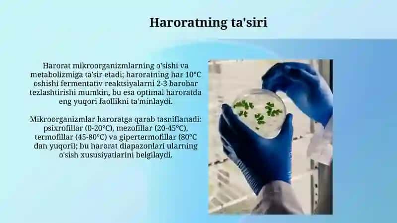 Mikroorganizmlarga atrof-muhit omillarining ta'siri 4