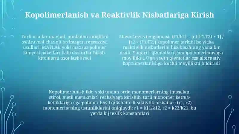 Sopolimerlanish konstantalarini hisoblash usullari 4